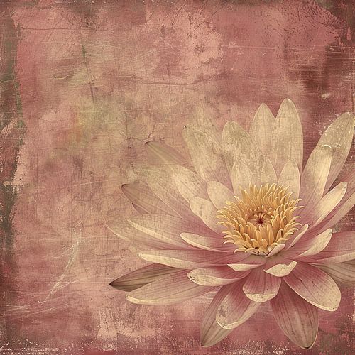 Waterlelie met verweerde roze achtergrond