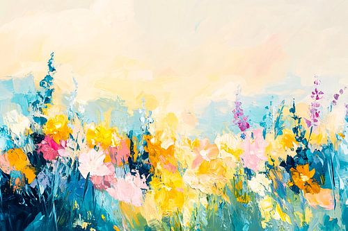 Abstract bloemenveld in zomerse tinten
