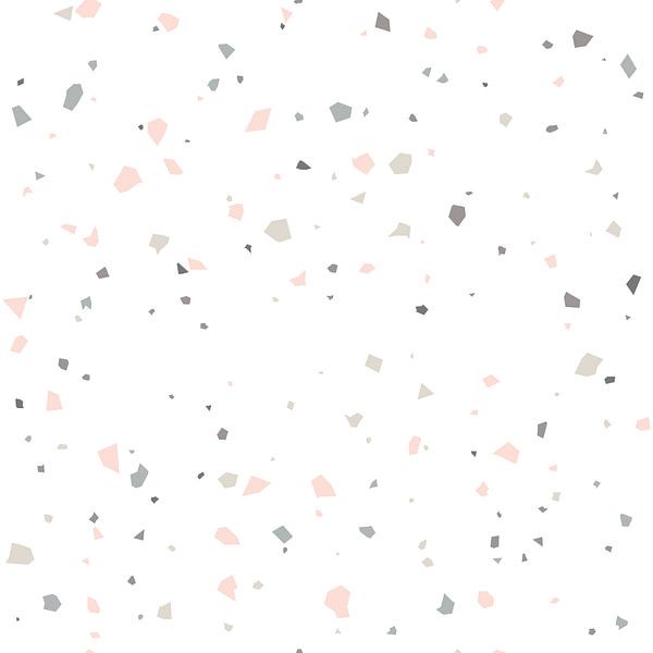 Papier peint Terrazzo abstrait dans les tons pastel rose, gris et blanc. par Dina Dankers