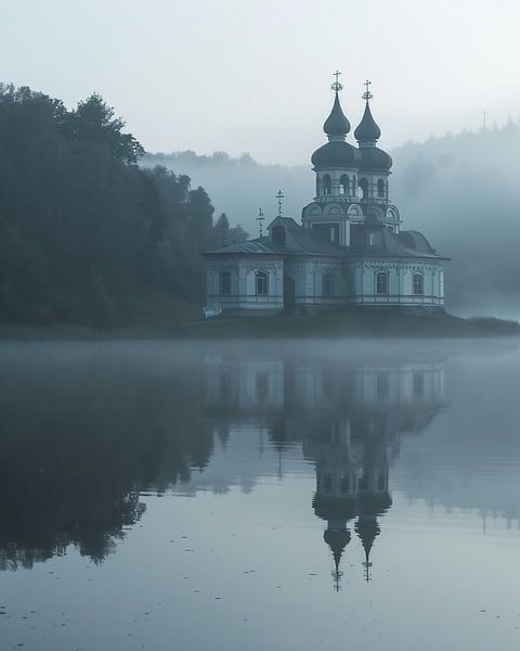 Mystischer Nebel am See von fernlichtsicht