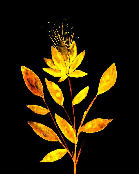 Fleur d'or abstraite par Sebastian Grafmann