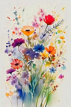 Bloemenexplosie in Aquarel