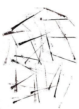 Minimalistische inktpenseelstreken in zwart op wit nr. 2 van Dina Dankers