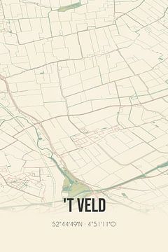 Vintage landkaart van 't Veld (Noord-Holland) van Rezona