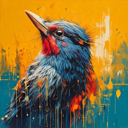 Modern painting of colourful bird.