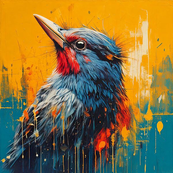 Peinture moderne d'un oiseau coloré. par AVC Art Studio