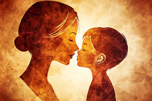 Silhouet van moeder en kind