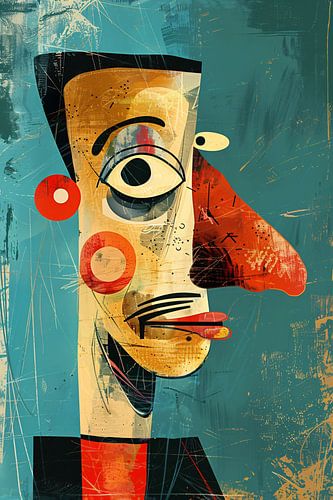 Abstract Kubistisch Portret in Kleur