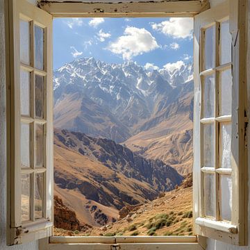 Uitzicht vanuit het raam op de Jbel Toubkal van Poster Art Shop