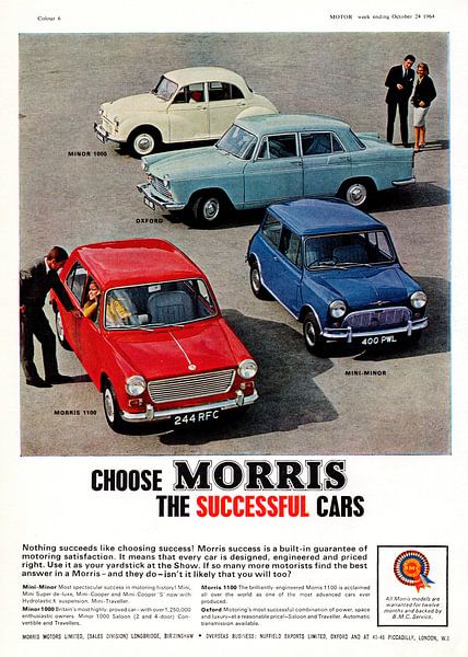 Morris Range, Mini Minor & Oxford Werbung 1965 von Atelier Liesjes