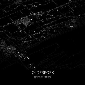 Black-and-white map of Oldebroek, Gelderland. by Rezona