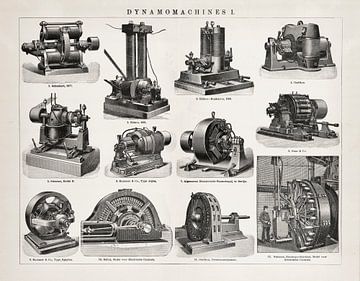 Antieke gravure Dynamomachines I van Studio Wunderkammer