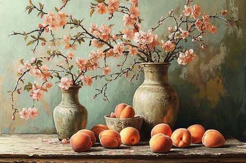 Stilleven met Perzikbloesems iv van Studio BB