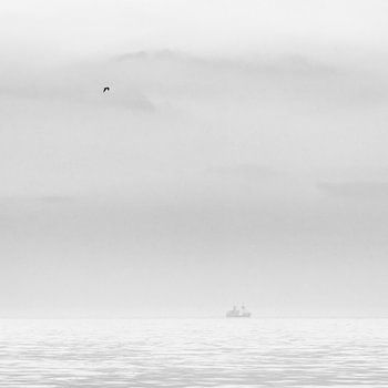 Sereen zeezicht in zwart wit