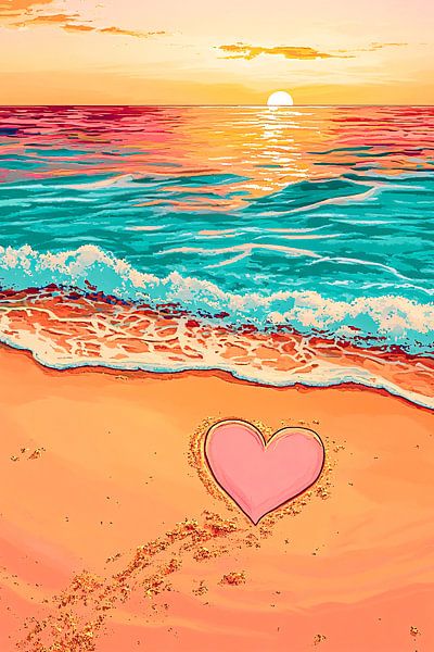 Coeur dans le sable au coucher du soleil par Imperial Art House