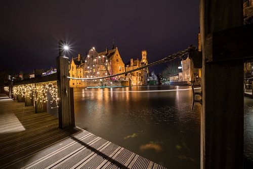 House Perez de Malvenda and Belfry of Bruges during the Christmas period