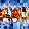 Abstract Colourful Birds on the Wire by Arjen Roos