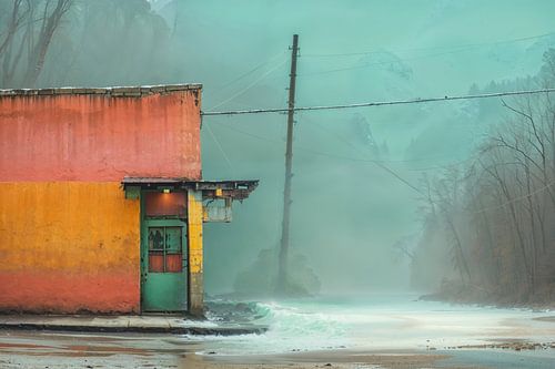 Paysage urbain abandonné et coloré