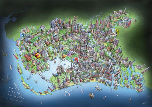 Illustratie Nederland in vogelvlucht