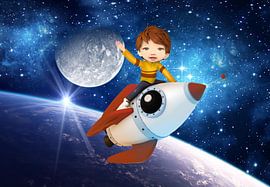Rocket Boy (mail een foto en jouw kind wordt de astronaut) von Anouk Muller - Funqy Wall Art