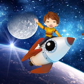 Rocket Boy (mail een foto en jouw kind wordt de astronaut) von Anouk Muller - Funqy Wall Art
