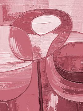 Modern abstract painting: Structures in Coral Pink