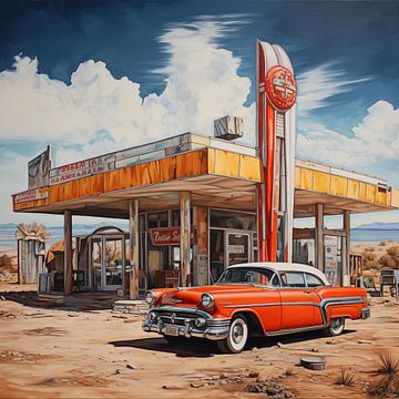 Retro benzinepomp van The Xclusive Art