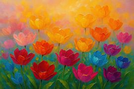 Colourful tulips with soft bokeh by Art & Soul Creations