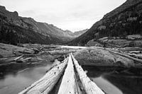 Zicht op bergmeer Rocky Mountains