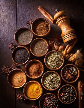 Various spices with black background by Mustafa Kurnaz