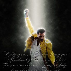 Freddie Mercury mit Liedtext Show must go on von Bert Hooijer