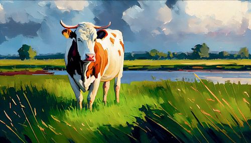 Vache seule dans un pré