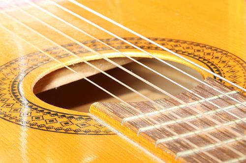 Close-up van een gitaar