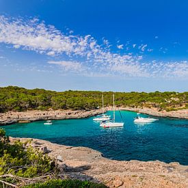baie de la plage avec des bateaux de luxe sur la belle côte de Majorque sur Alex Winter