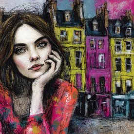 Verträumter Stadtgenuss von Abstraktes Gemälde