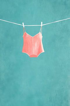 Zwemkleding hangt in de zomerwind van Poster Art Shop