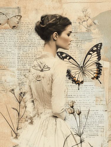 Poetische Collage mit Schmetterlingen