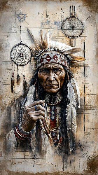 indiaan in Da Vinci stijl van Gelissen Artworks