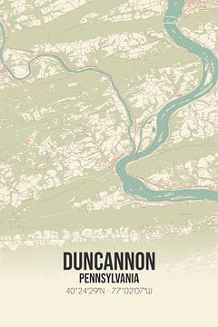 Vintage landkaart van Duncannon (Pennsylvania), USA. van Rezona