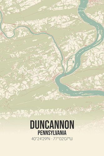 Vintage landkaart van Duncannon (Pennsylvania), USA.