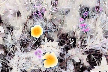 Bloemen veld aquarel schilderij van Patricia Piotrak