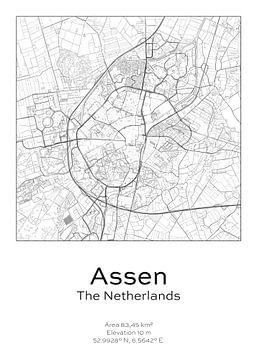 Stads kaart - Nederland - Assen van Ramon van Bedaf