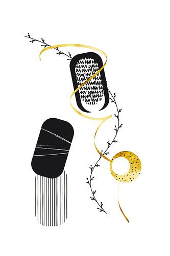 Zwart-wit abstracte samenvatting nr. 1 | Goud