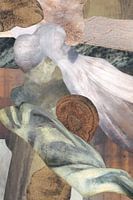 Serene connection, eine Collage aus abstrakten organischen Formen für Frieden und Gelassenheit in dezenten neutralen Farbtönen