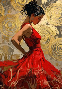 Passionate dancer in Red & Gold II van Bianca ter Riet