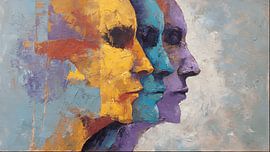 Het gefragmenteerde zelf: een abstract portret van emotionele conflicten van Aden Pink Studio