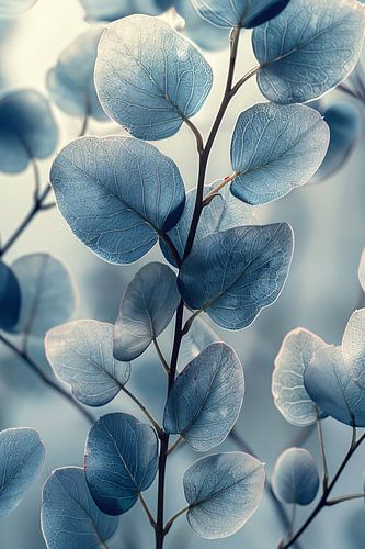 Subtiele blauwe bladeren met gedetailleerde aderstructuur