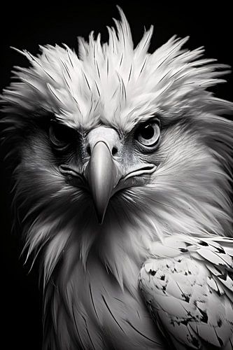 Bird portrait in black and white minimalist