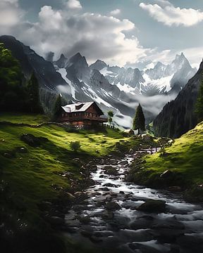Idylle in de Alpen van fernlichtsicht