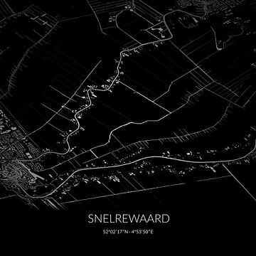 Zwart-witte landkaart van Snelrewaard, Utrecht. van Rezona
